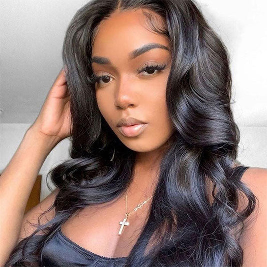 Air Wig | Ready To Go Body Wave 13x4 HD Transparent Lace Human Hair Wig Easy on Easy off with Pre Plucked Hairline & Bleached Knots