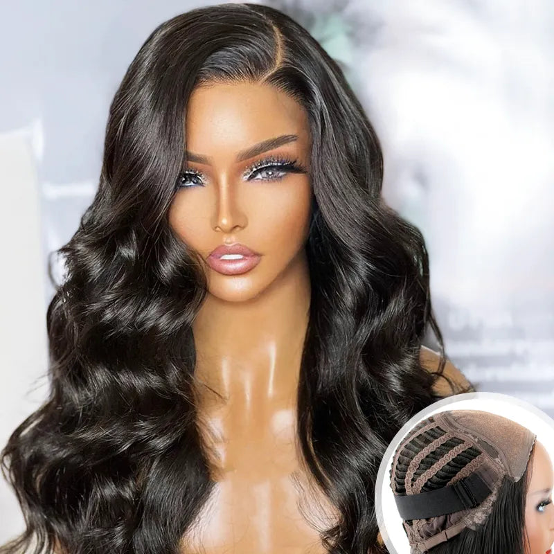Air Wig | Ready To Go Body Wave 13x4 HD Transparent Lace Human Hair Wig Easy on Easy off with Pre Plucked Hairline & Bleached Knots
