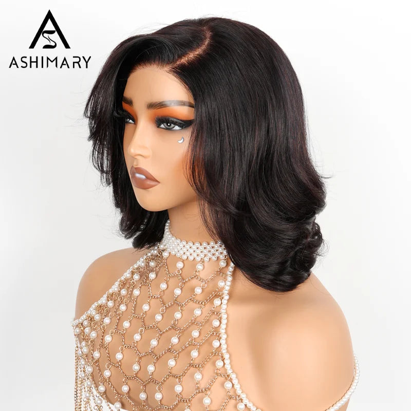 Low Maintaince Body Wave Wear & Go Pre-cut HD Lace Ready to Wear Bob Wig with Pre Plucked Hairline & Bleached Knots