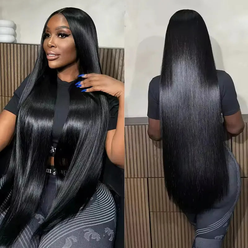 34-Inch 5x5 Bone Straight Transparent Lace Vietnamese Human Hair Wig for Black Women