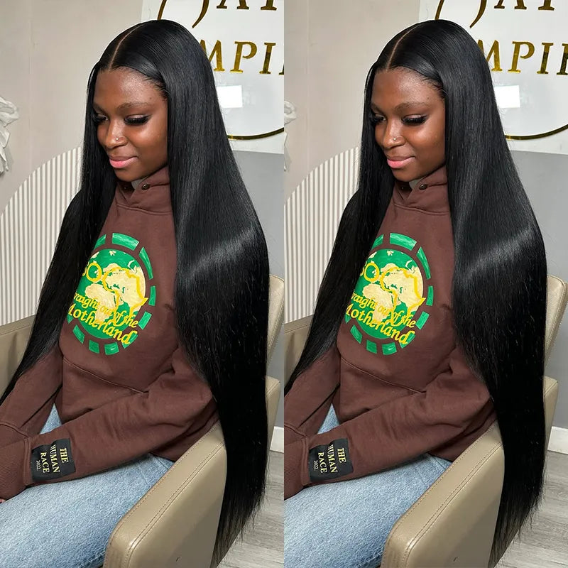 34-Inch 5x5 Bone Straight Transparent Lace Vietnamese Human Hair Wig for Black Women