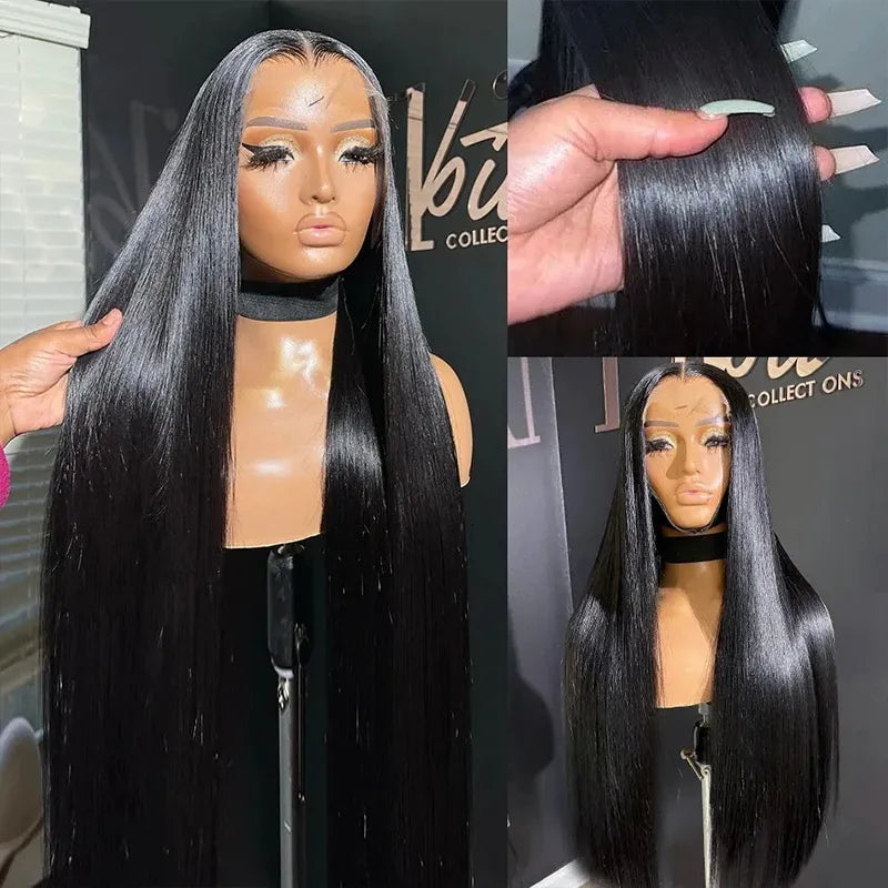 34-Inch 5x5 Bone Straight Transparent Lace Vietnamese Human Hair Wig for Black Women