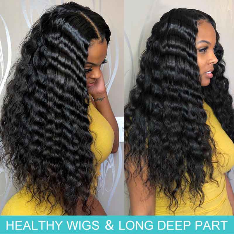 Ashimary Glueless Wigs with Natural Hairline Loose Deep Wave 4*4 Lace Closure Wig Brazilian Virgin Hair
