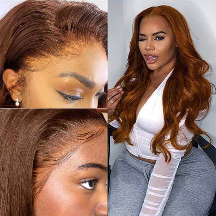 30# Brown 4*4 13*4 13*6 Straight Hair Lace Wigs 180% Pre-plucked Human Hair Lace Front Wigs