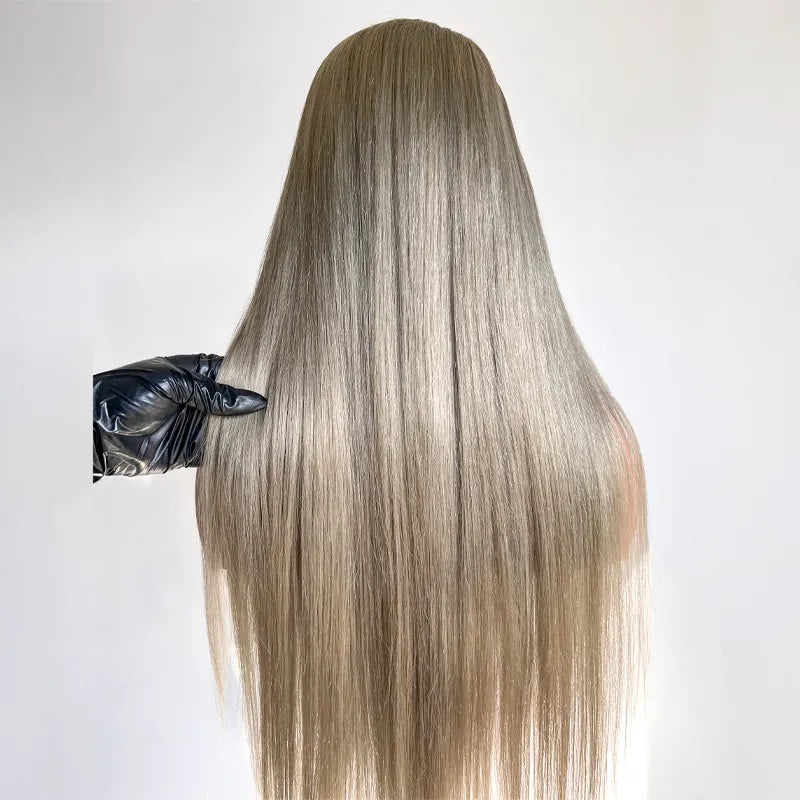 Brown Grey Wig 13x4 HD Lace Straight Human Hair