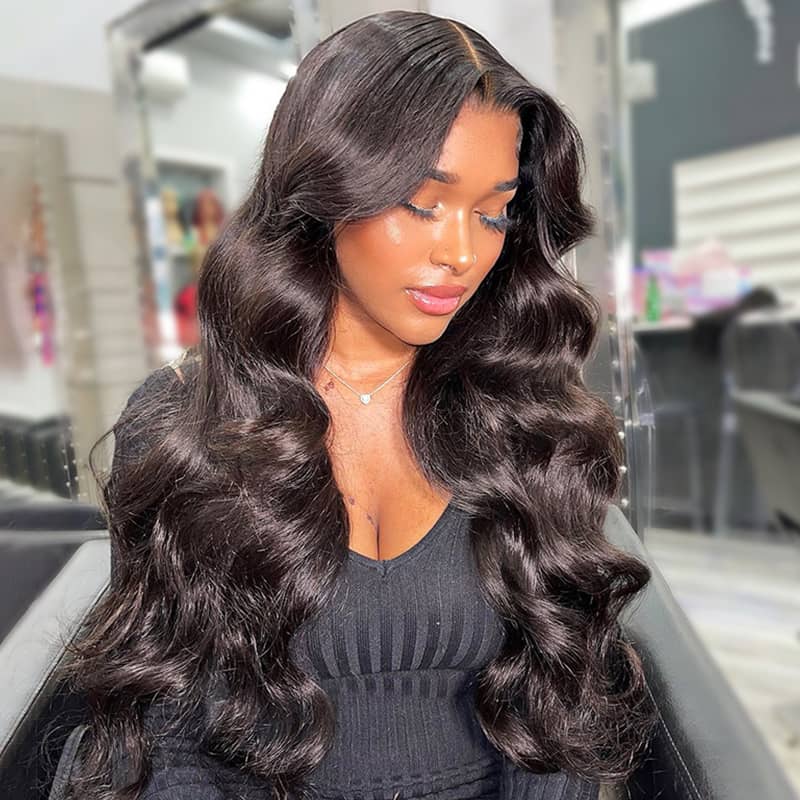 Ready to Wear & Go Pre Cut Upgraded Crystal Lace Glueless Body Wave Human Hair Wigs with Pre Plucked Hairline & Bleached Knots