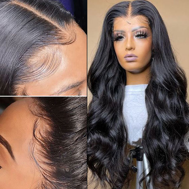 Glueless 5*5 HD Lace Closure Wig Body Wave Transparent Lace Human Hair Wigs Ashimary