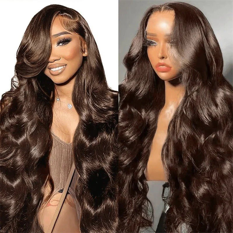 Chestnut Brown Body Wave Pre-plucked Lace Human Hair Wig