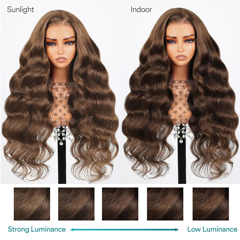 Chestnut Brown Body Wave Pre-plucked Lace Human Hair Wig
