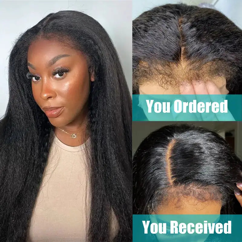 Ashimary 4C Kinky Edges Hairline 13x4/13x6 HD Lace Frontal Kinky Straight Wigs