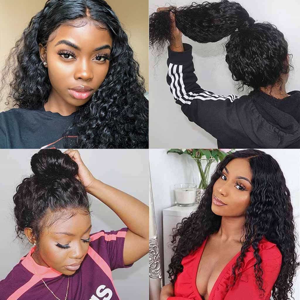 Pre Plucked Deep Wave 360 Lace Frontal Wig with Baby Hair Brazilian Hair