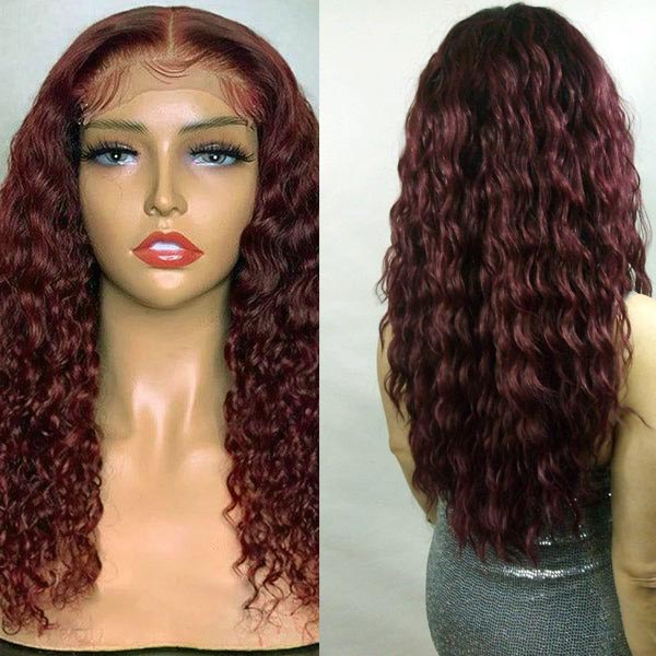 Deep Wave Dark 99J Burgundy 4x4 & 5x5 & 6x6 Frontal Wigs Ashimary Virgin Hair For Women