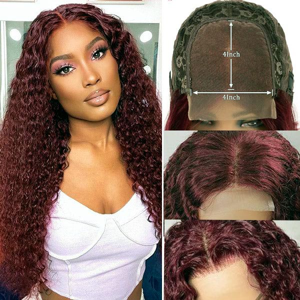 Deep Wave Dark 99J Burgundy 4x4 & 5x5 & 6x6 Frontal Wigs Ashimary Virgin Hair For Women