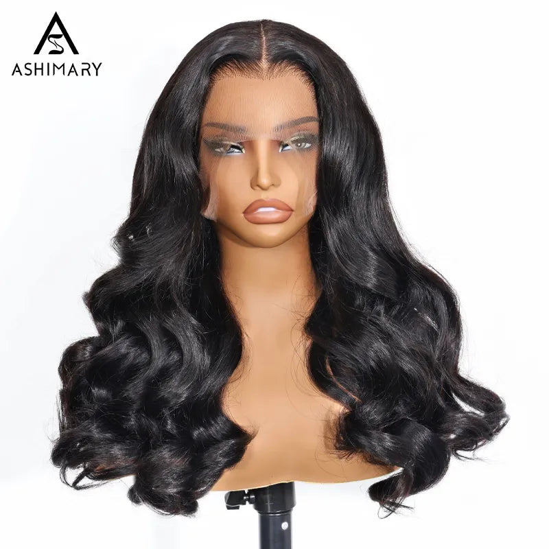 Pull Go 13x6 Full Glueless Wig Transparent Lace Front Wigs Body Wave Natural Black Ashimary Hair