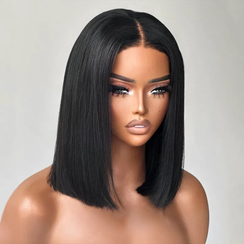 Double Drawn High Density Pre-Cut Lace Bob 13x4 Pull Go Transparent Lace Frontal Wigs Pre Bleached Knots