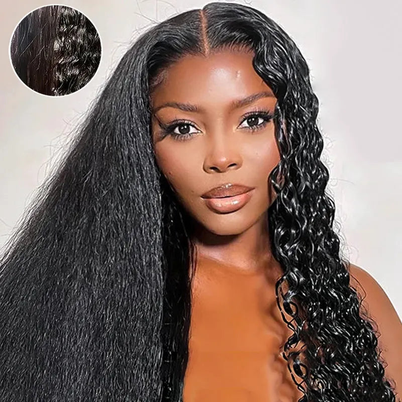 Ready to Wear Magic Wet and Wavy Pre Cut Lace Water Wave 2 in 1 Dry Straight & Wet Curly Wig with Pre Bleached Knots & Plucked Hairline