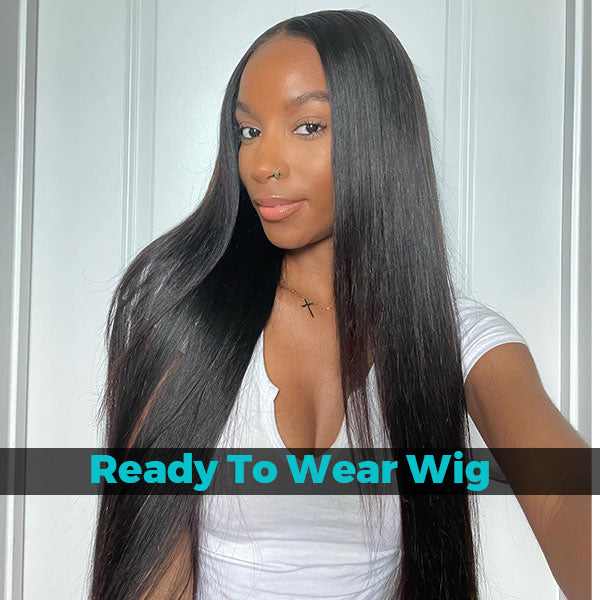 Ready to Wear Straight Out of the Box Glueless HD Transparent Lace Closure Wig with Pre Cut Lace & Bleached Knots