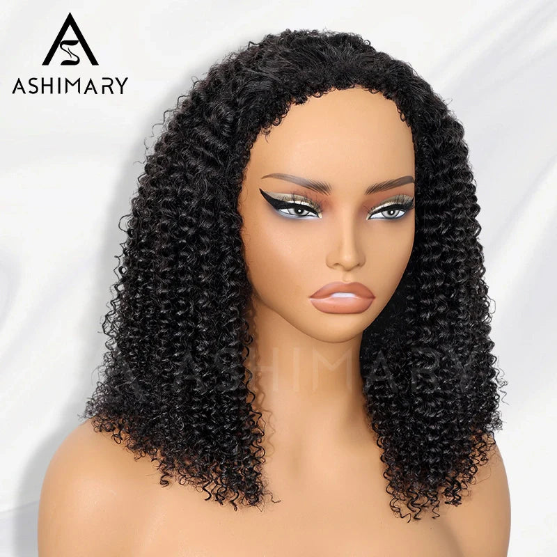 Half Wig with Drawstring Kinky Curly Ready To Go Wig 3 in 1 Half Wig Human Hair Affordable Wig