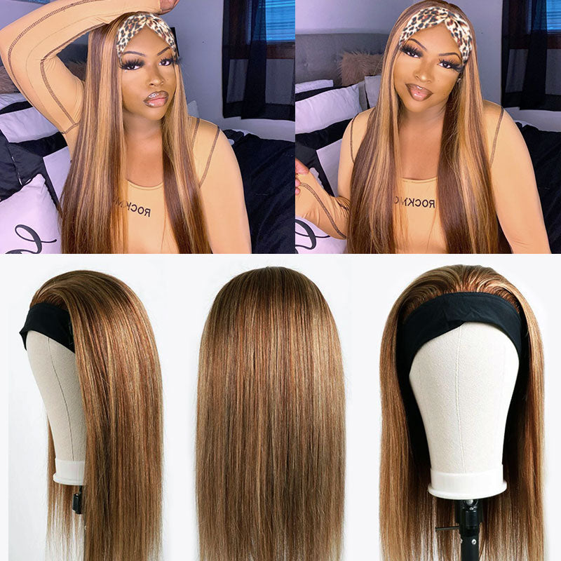 Highlight Piano Color Headband Glueless Wig 180% Brazilian Human Hair Luxurious Customization