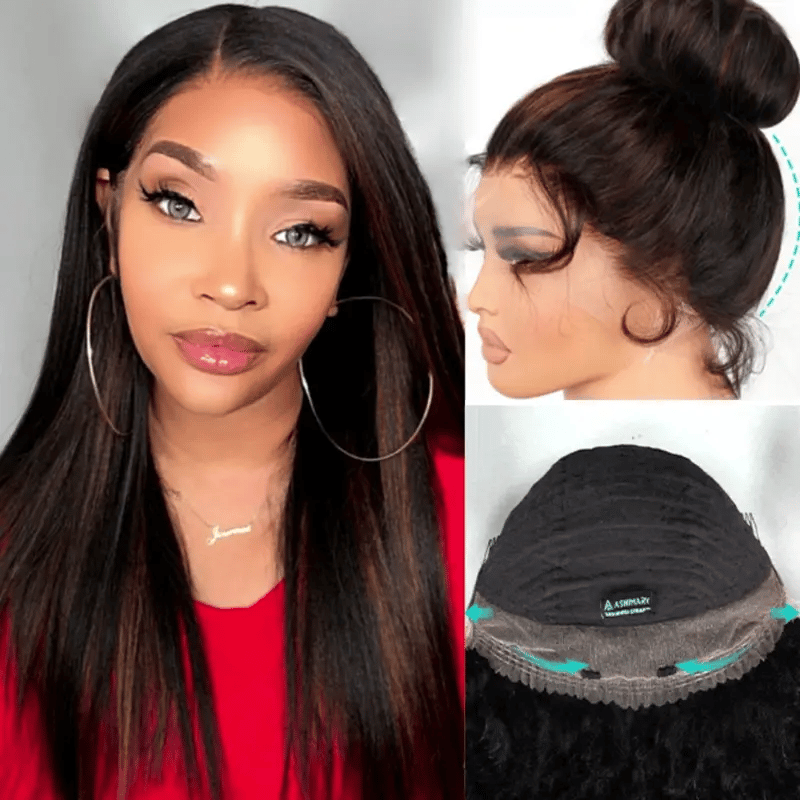 Highlight Straight Invisi Strap Cozy Snug Fit 360 Skin Lace Pre Everthing 360 Lace Frontal Glueless Human Hair Wig