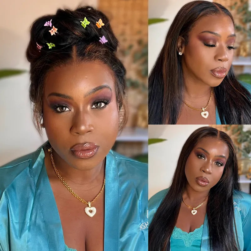 BOGO Highlight Straight Invisi Strap Pre Everthing 360 Lace Frontal Human Hair Wig