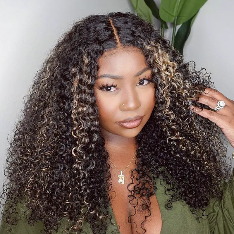 Trendy Ready to Wear Blonde Highlight Glueless Pre Cut Lace Body Wave Wigs with Pre Plucked Hairline & Bleached Knots