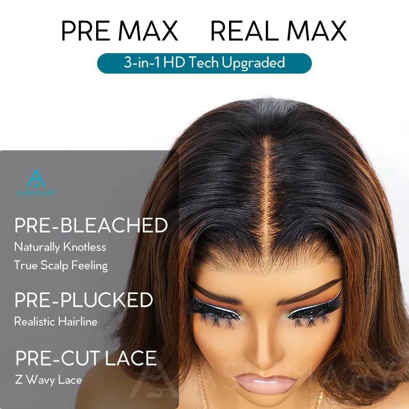 Balayage Highlights Dark Roots Body Wave 360 Skin Lace Frontal with Invisi Strap Human Hair Wig