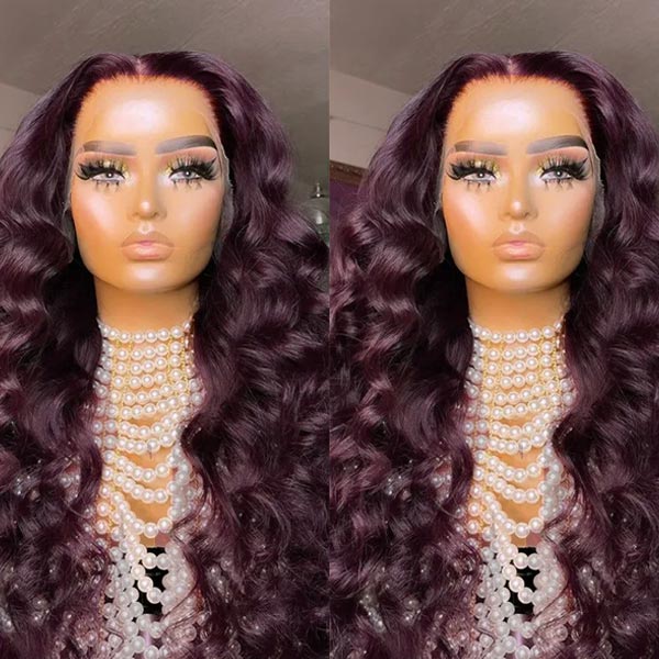 Deep Wave Dark 99J Burgundy 13*4 13*6 Frontal Wigs Ashimary Virgin Hair For Women