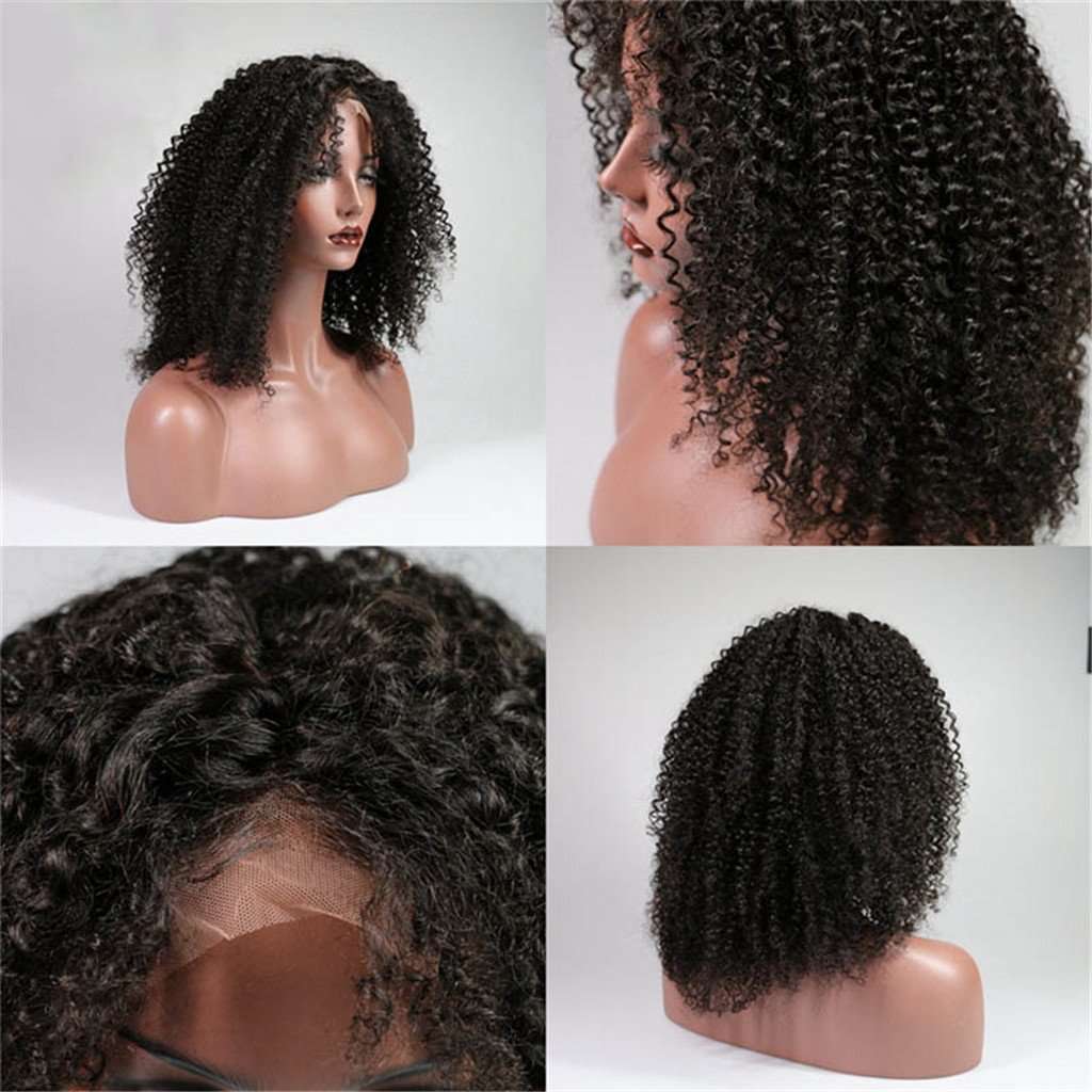 Full Lace Afro Curl Wig Ashimary Brazilian Virgin Hair Kinky Curly  180% Density