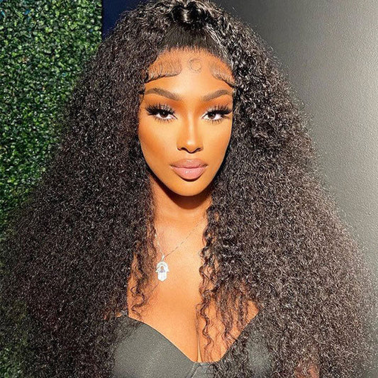 Vacation Vibes Kinky Curly 13x4 Invisible HD Transparent Lace Front Wigs Ready to Wear Pre Bleach Knots & Plucked Hairline & Pre-cut lace