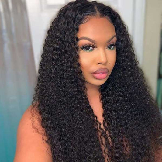 Beginner Friendly Ready to Wear Pre Cut Lace Super Natural Kinky Curly Wear Go Wig with Pre-bleached Knots & Plucked Hairline
