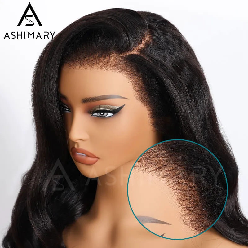 Newborn Hairline Kinky Body Wave Invisi Strap Glueless 360 Lace Frontal  Pre-Everything Natural Wig