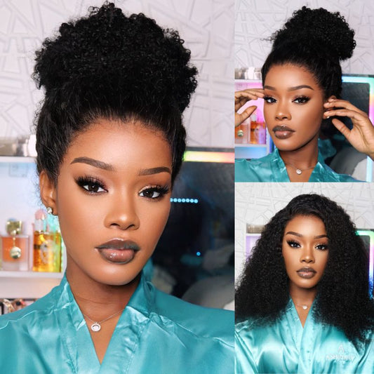 Kinky Curly Invisi Strap Snug Fit 360 Transparent Lace Frontal Bleached  Knots Pre Cut Lace Wig