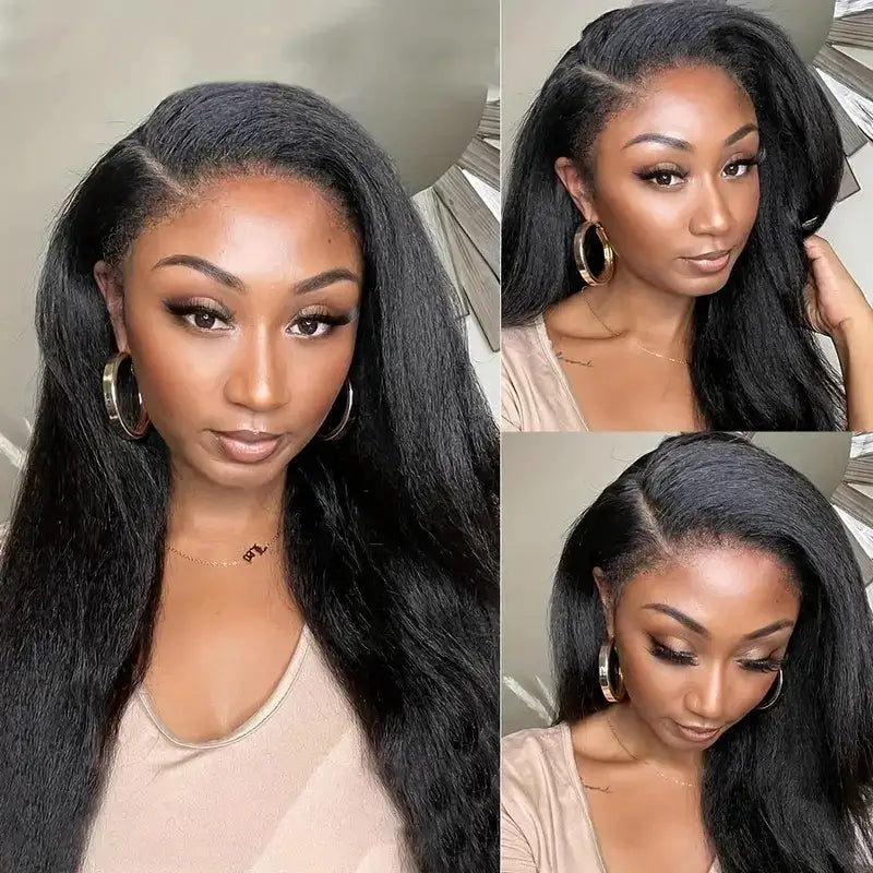 Ashimary 4C Kinky Edges Hairline 13x4/13x6 HD Lace Frontal Kinky Straight Wigs