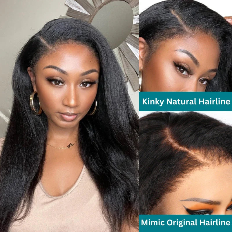 Glueless Newborn Hairline Invisi Strap 360 Skin Lace Frontal Kinky Straight Wig Pre-Everything Natural Look Human Hair Wig