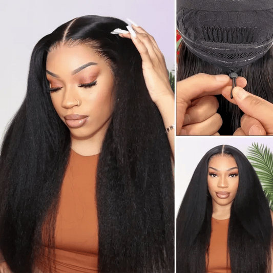 Pull Go 13x6 Full Wig Transparent Lace Kinky Straight Wig Natural Black Color