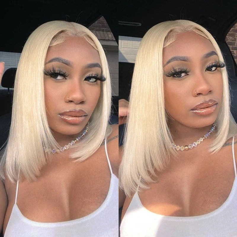 Layered Cut 613 Blonde Bob Wig 5x5 Transparent Lace Skin Melt Lightweight Fashion