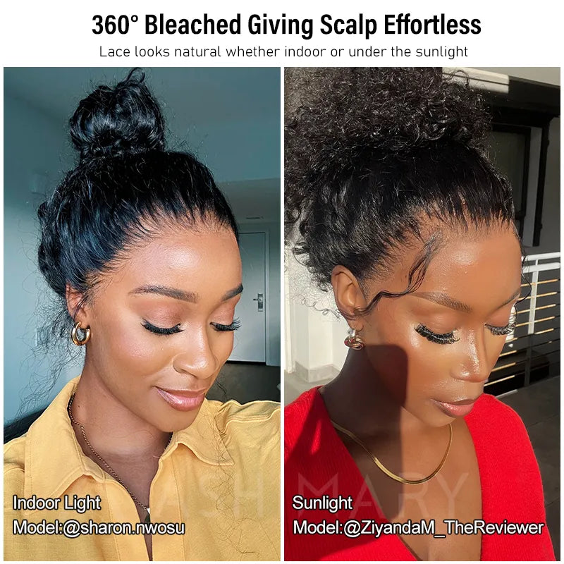 Kinky Curly Invisi Strap Snug Fit 360 Transparent Lace Frontal Bleached  Knots Pre Cut Lace Wig