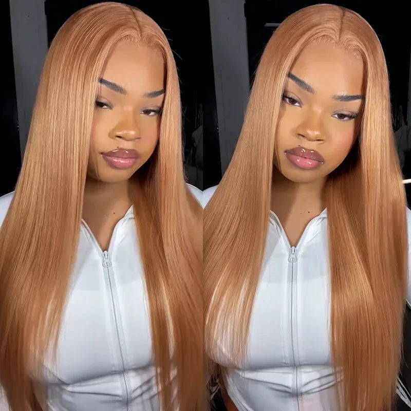 Ashimary Light Flaxen Brown Color 13x4 Lace Front Straight Wig Pre-plucked Human Hair