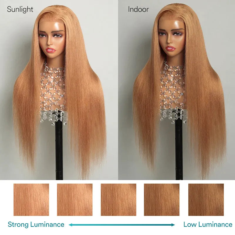 Ashimary Light Flaxen Brown Color 13x4 Lace Front Straight Wig Pre-plucked Human Hair