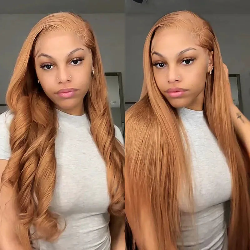 Ashimary Light Flaxen Brown Color 13x4 Lace Front Straight Wig Pre-plucked Human Hair
