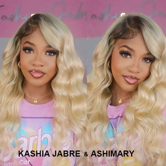 Blonde Wig With Dark Roots 1B/613 13x4 Full Transparent HD Lace Front Wigs