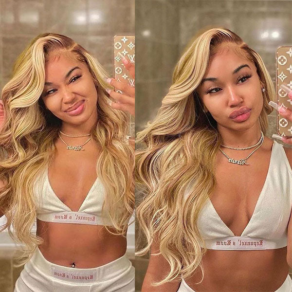 Customized P6/613 Highlight Wig 13X4 Transparent Lace Front Wigs Ashimary Human Hair