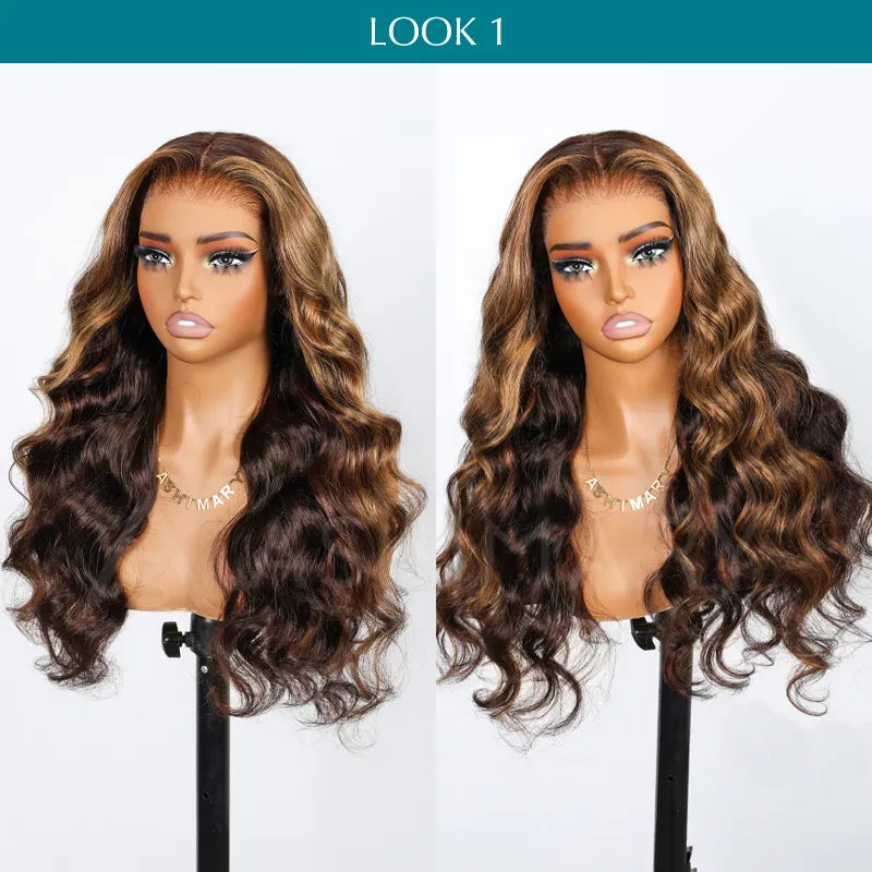 Ashimary PairUp Zippable Wig Highlight Body Wave Optional Replaceable Zip Lace Top 2 in 1