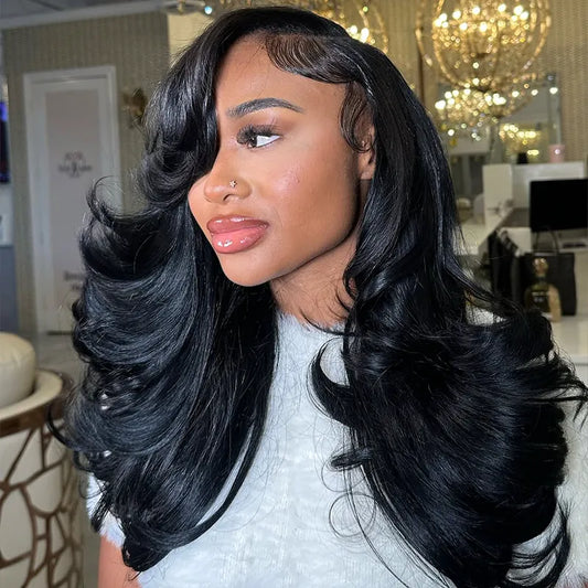 Peacock Curls Pull Go 13x6 Full Glueless Lace Front Wig Pre-Styled Heavy Layers Cut Human Hair