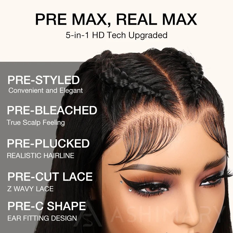 Pre Braid with Pre Baby Hair 10x6 Parting Max Pre Cut Transparent Lace Frontal Glueless Water Wave Wig Put On & Go Human Hair