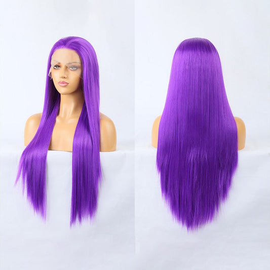 Purple Color Pre Plucked 5*5 13*4 Transparent Lace Frontal Wigs Straight Hair