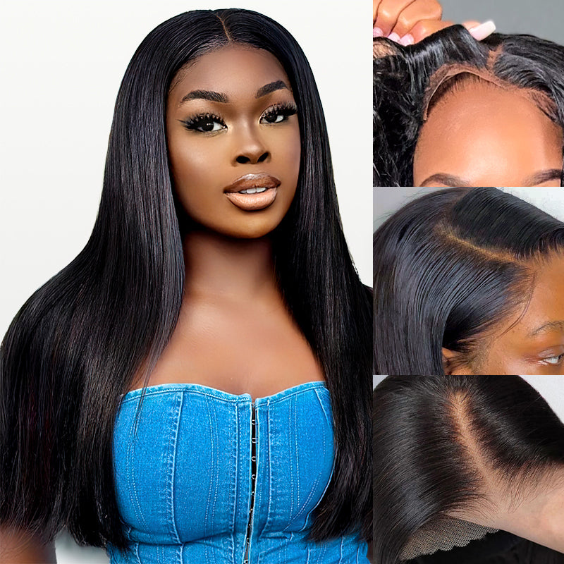 Beginner Friendly|Glueless Pre-cut Lace Wear & Go 13x4 HD Straight Ready to Wear Wig with Pre Plucked Hairline & Bleached Knots