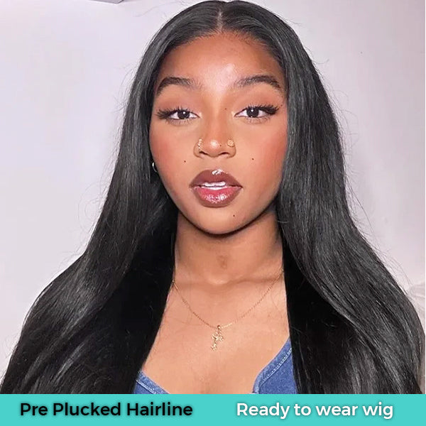 Beginner Friendly|Glueless Pre-cut Lace Wear & Go 13x4 HD Straight Ready to Wear Wig with Pre Plucked Hairline & Bleached Knots