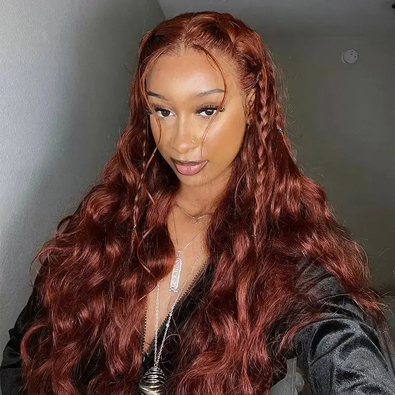 Reddish Brown 360 HD Transparent Lace Frontal Wigs Body Wave & Straight Pre Plucked 100% Human Hair